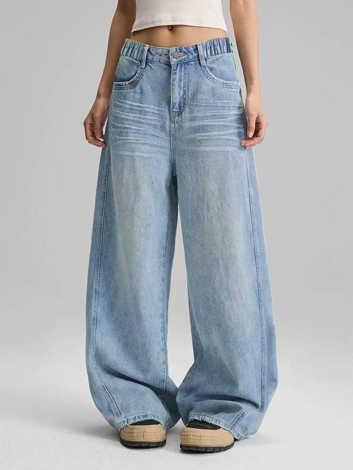 Women Vintage Baggy Straight Jeans