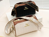 Checkered Leather Messenger Bag