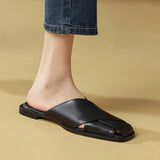 Women Summer Mules – Elegant Square Closed Toe Flats