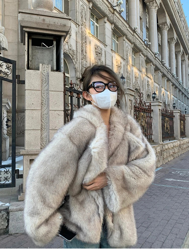 Oversized Faux Fox Fur Winter Coat