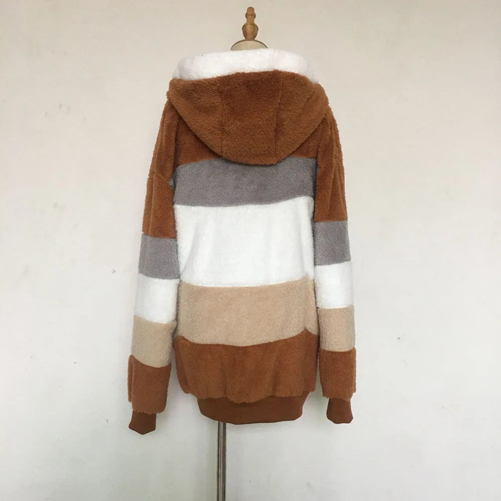 Women's Plus Size Long Teddy Bear Coat