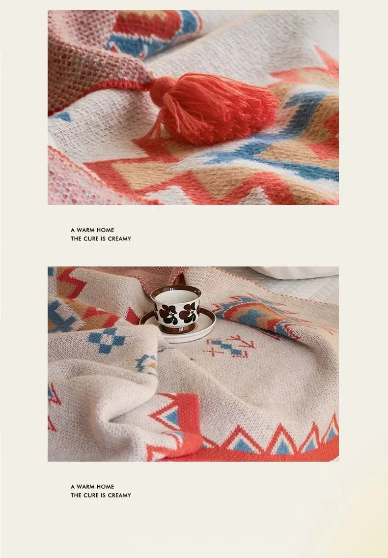 Bohemian Knit Sofa Blanket