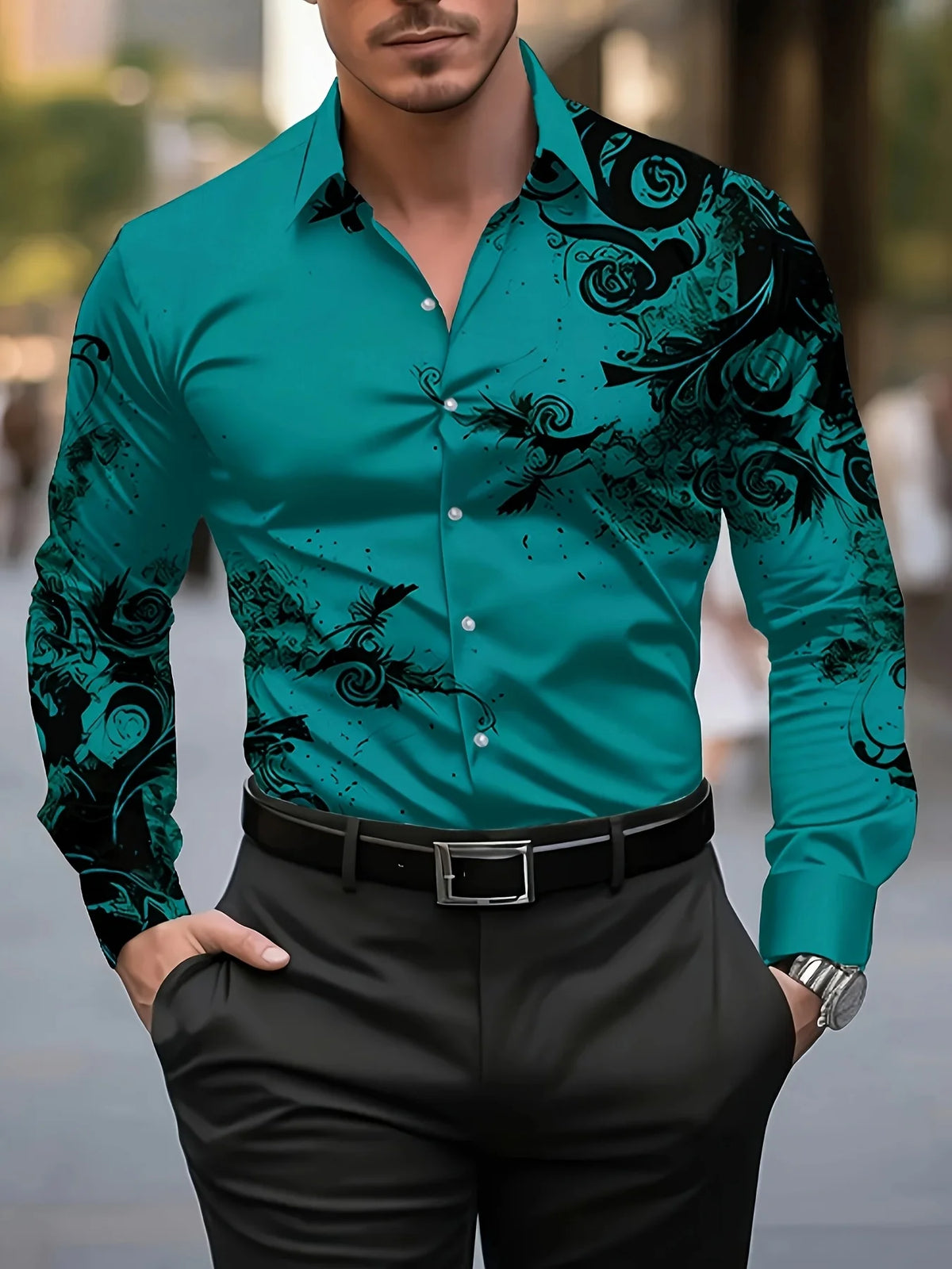 Crimson Floral Dress Shirt
