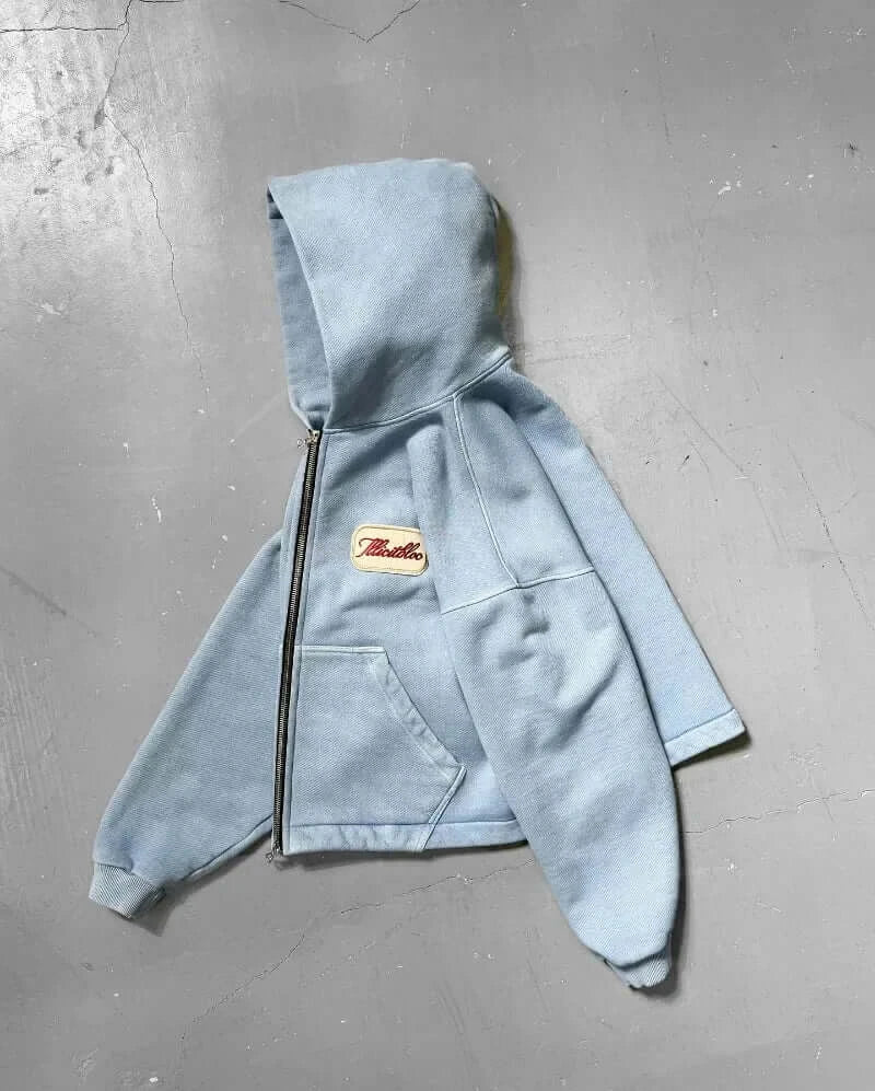 Women Embroidery Patch Hoodie Loose Y2K Streetwear
