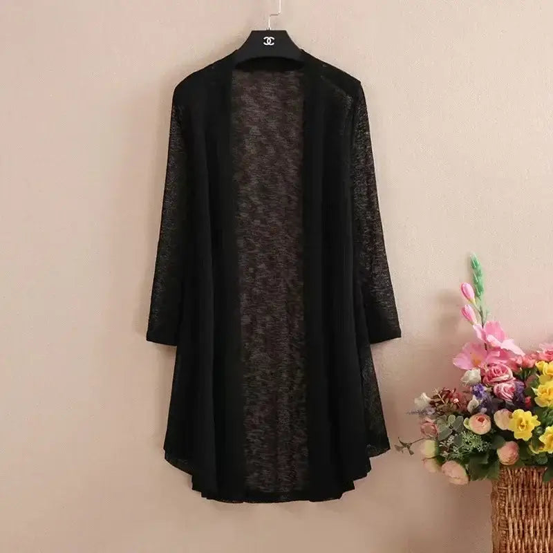 Women Ice Silk Mesh Knit Cardigan 5XL