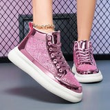 Pink Bling High Top Fashion Skate Shoes