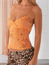 Lace Halter V-Neck Top
