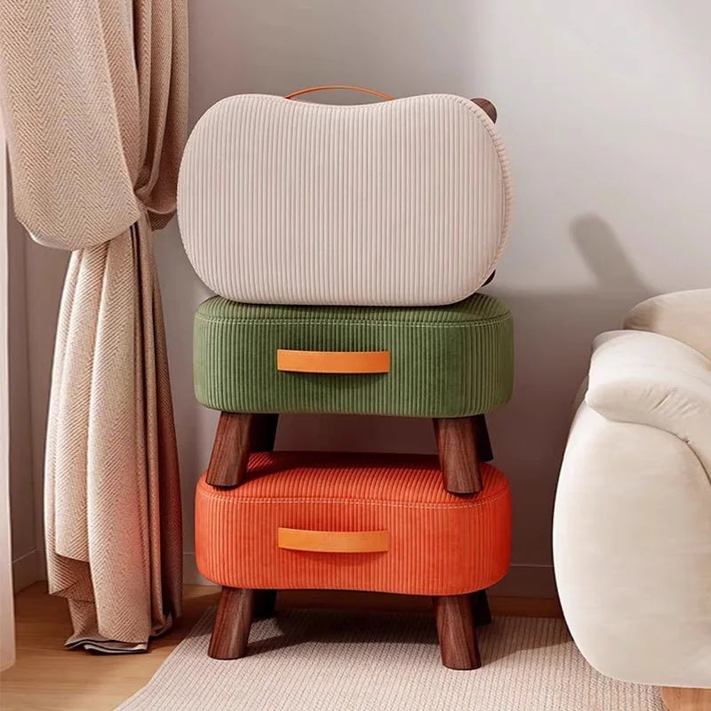 Wooden Fabric Footstool