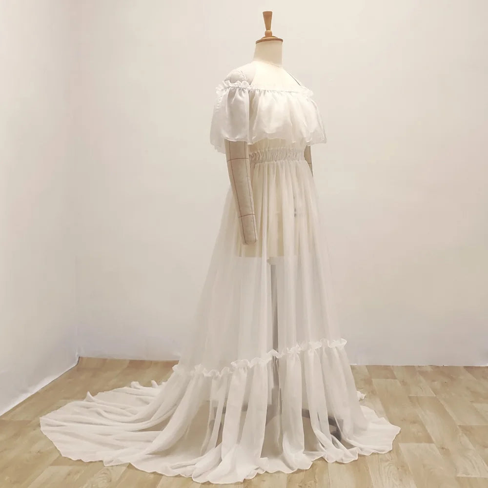 Chiffon Off-Shoulder Maternity Photography Dress