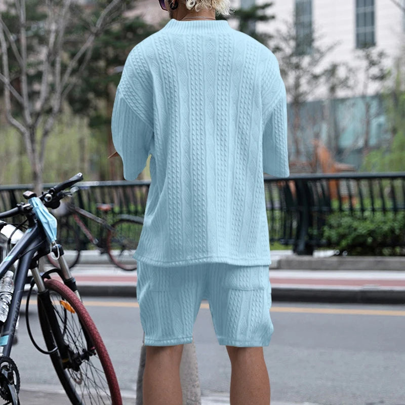 Men Jacquard Shorts Set