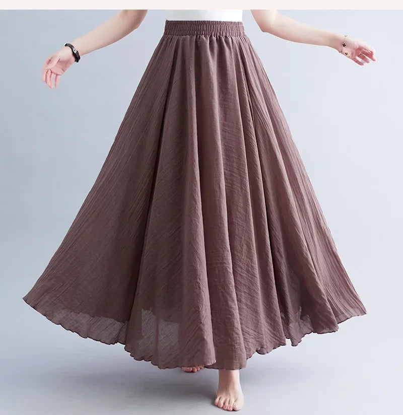 Women Linen Maxi Skirt