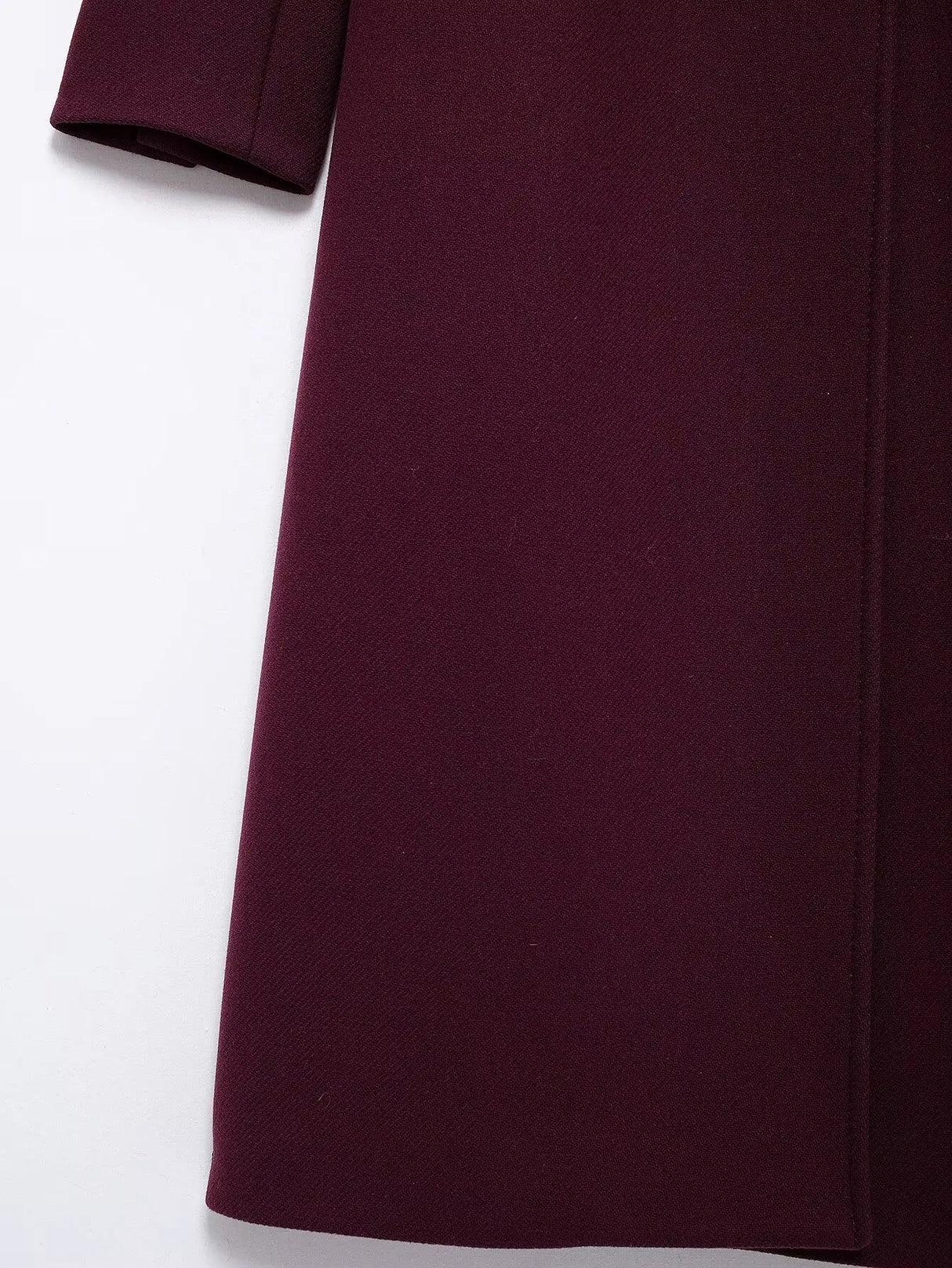 Burgundy Woolen Double Breasted Winter Coat