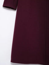 Burgundy Woolen Double Breasted Winter Coat
