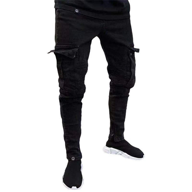 Men Cargo Pocket Jeans