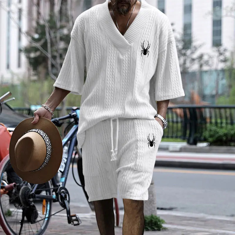 Men Jacquard Shorts Set
