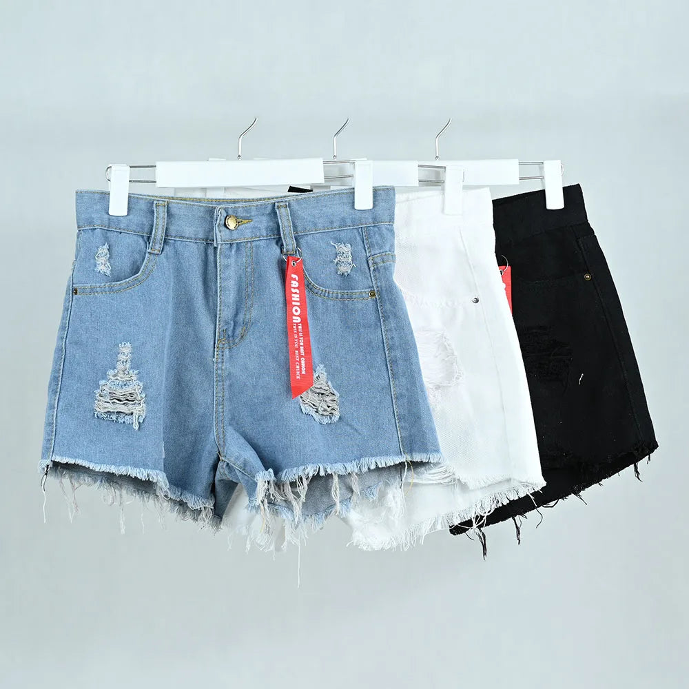 Women’s 3PCS High Waist Ripped Denim Shorts