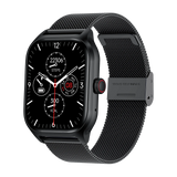 LEMFO LT10 Smart Watch 2024 with Bluetooth, fitness tracker, black stainless steel band, activity monitor.