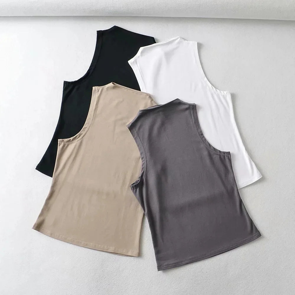 Solid Color Sleeveless Crop Tank Top