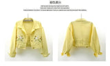 Floral Embroidery Denim Crop Jacket for Women