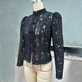 Lace Bloom Embroidered Puff Sleeve Blouse