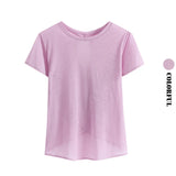 Women Open Back Crop Yoga Shirt