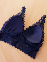 Women Contrast Lace Bra Set