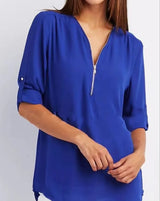 Luna Deep V-Neck Chiffon Blouse