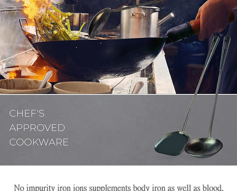 Handmade Wok Spatula & Ladle Set