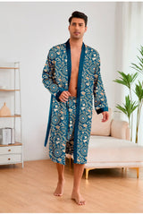 Men’s Leopard Satin Bathrobe Set