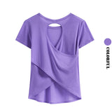 Women Open Back Crop Yoga Shirt