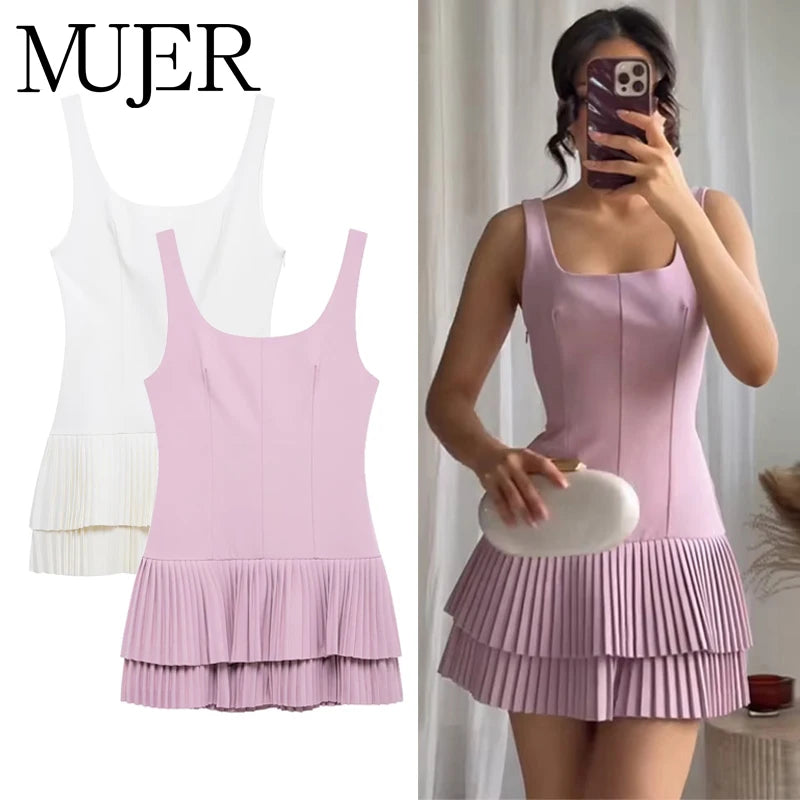 Women Pleated Backless Party Dress