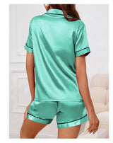Women Satin Button Down Pajama Set