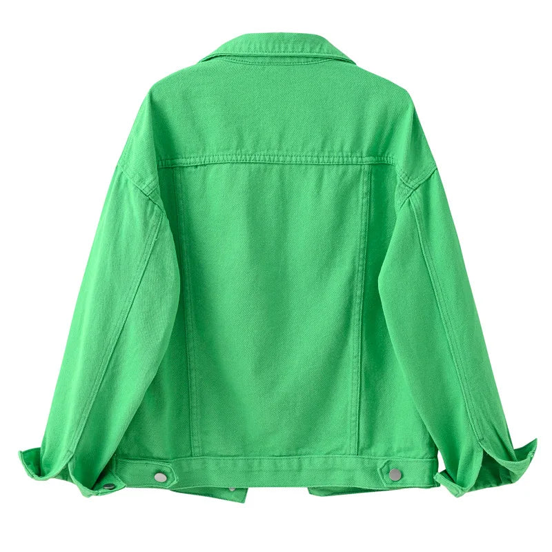Women’s Pure Color Lapel Denim Jacket