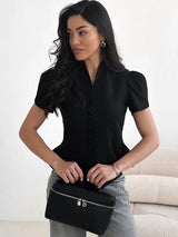Elegant Slim Waist Single Breasted Blouse
