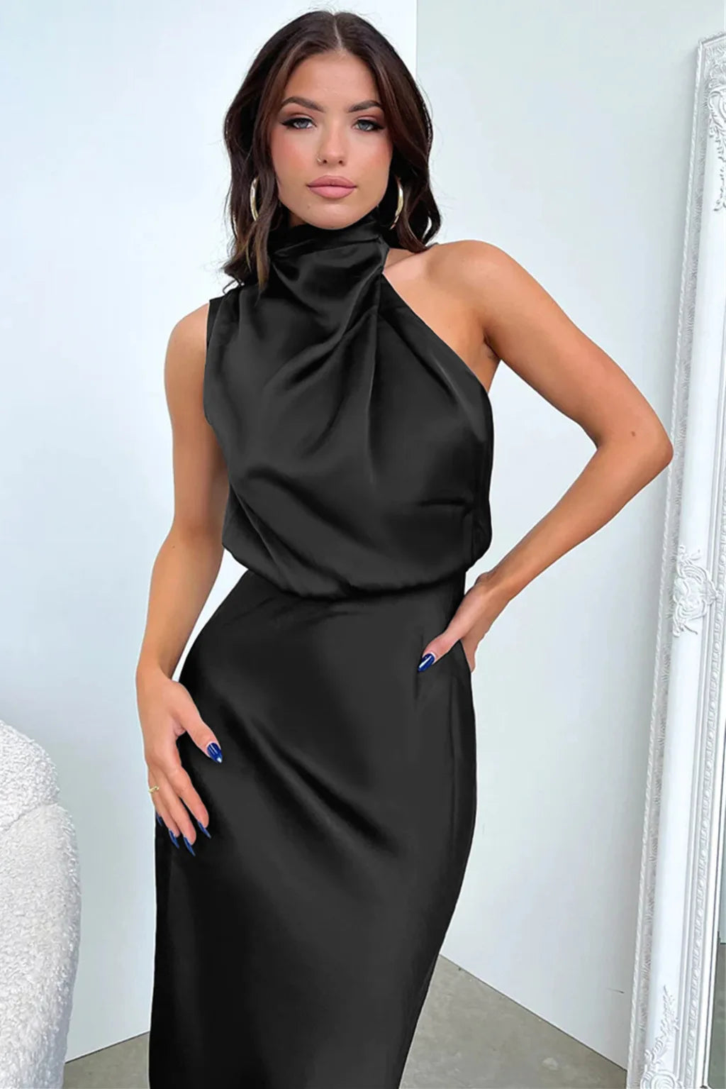 Women's Silk Satin Evening Dress