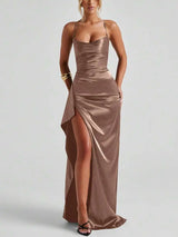 Midnight Satin Slip Gown