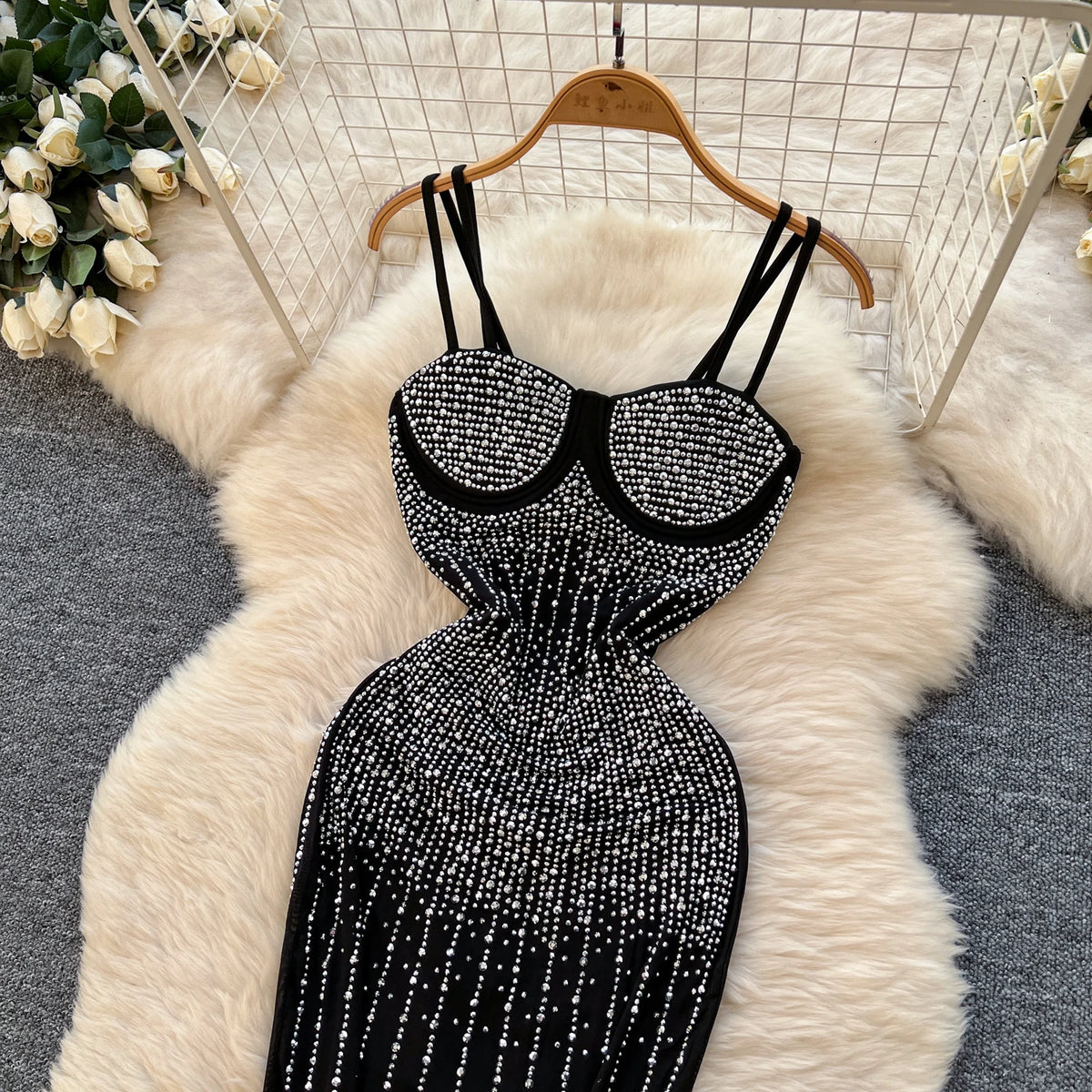 Women's Strapless Beaded Evening Dress