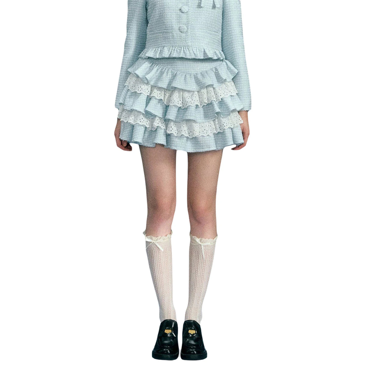 Women Tartan Lace Mini Skirt