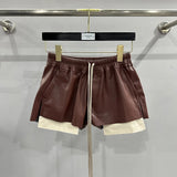 Women's PU Leather Black Shorts