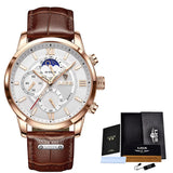 LIGE Men’s Leather Quartz Sports Watch