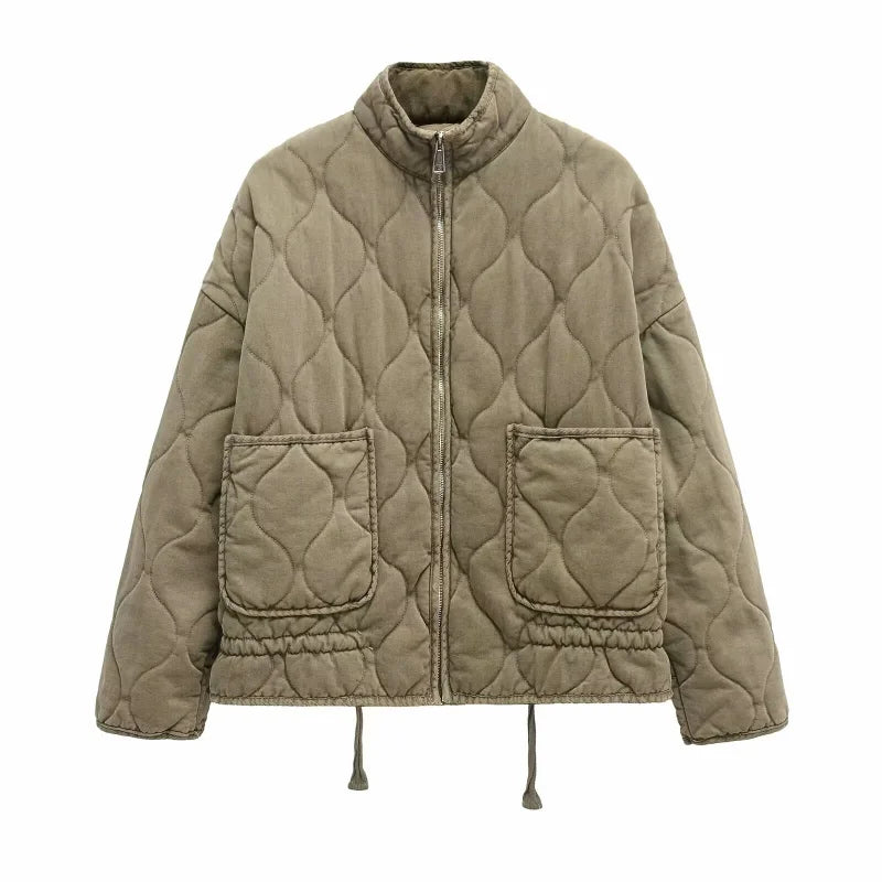 Vintage Quilted High Collar Women's Jacket