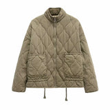 Vintage Quilted High Collar Women's Jacket