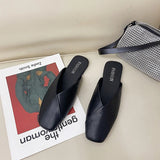 Women Mules Square Toe Flat Slippers