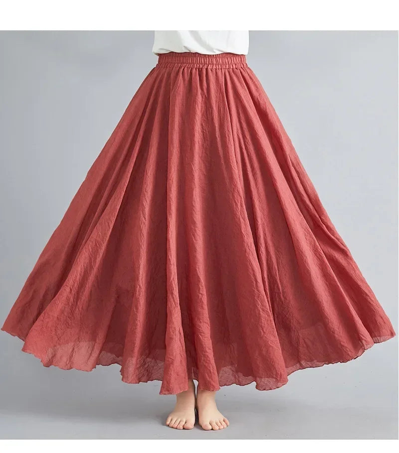 Women Linen Maxi Skirt