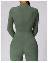 Women Fitness Zipper Long Sleeve Jumpsuit