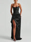 Midnight Satin Slip Gown