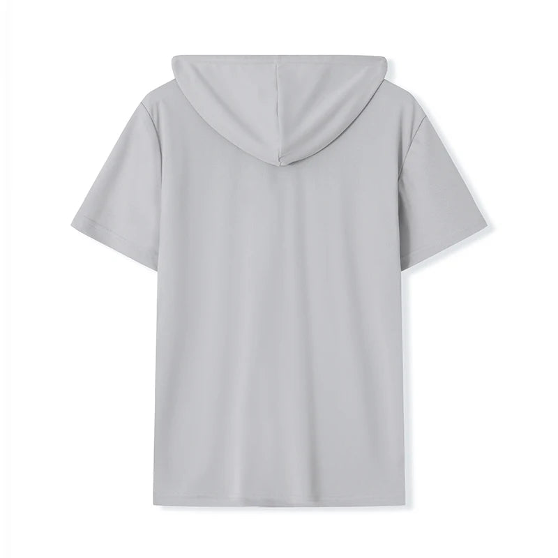Men Short Sleeve Zip Hoodie