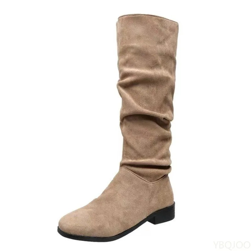 Women Mid Calf Boots Chelsea Lace Up Shoes