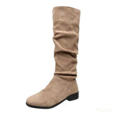 Women Mid Calf Boots Chelsea Lace Up Shoes
