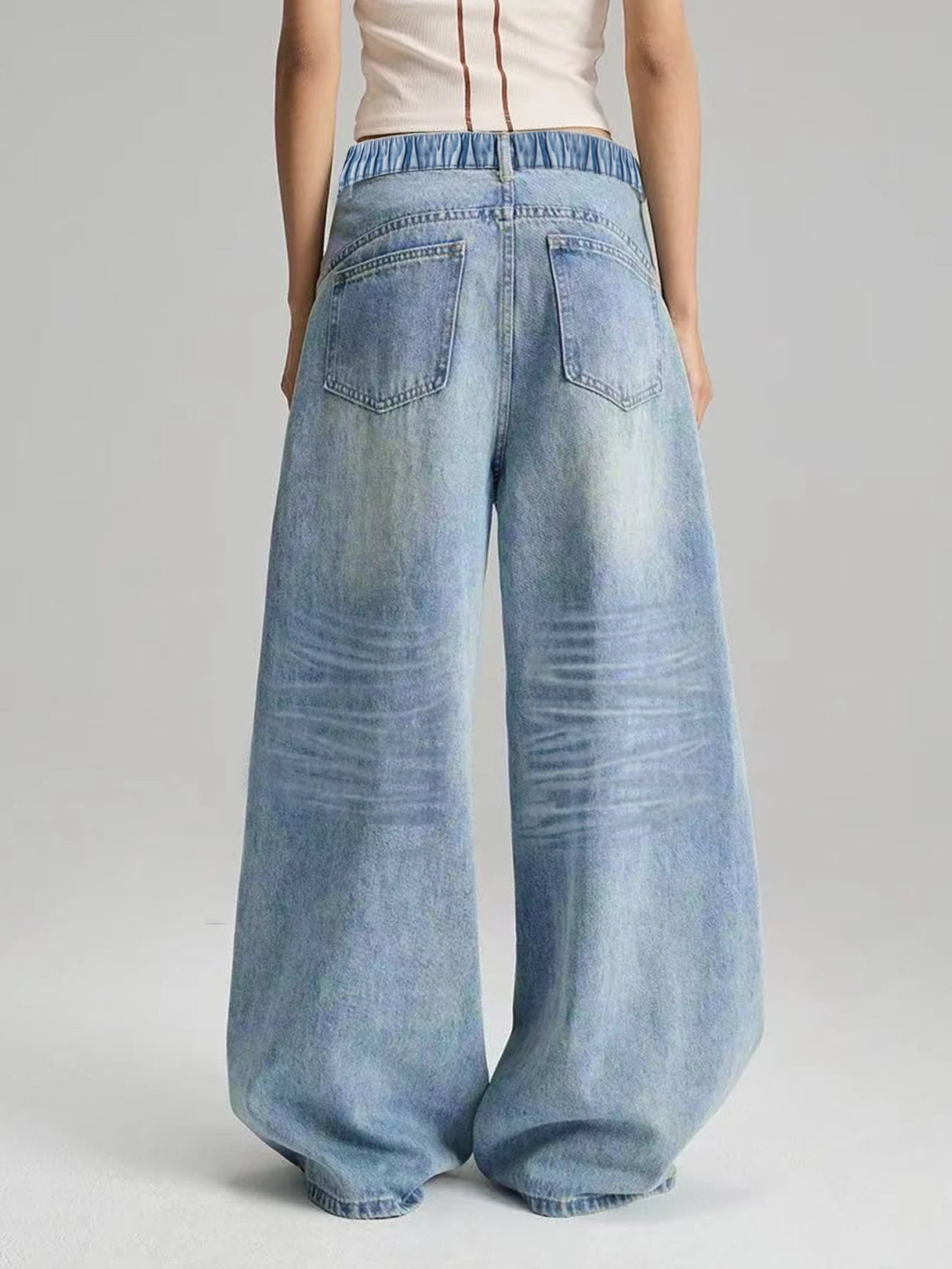 Women Vintage Baggy Straight Jeans